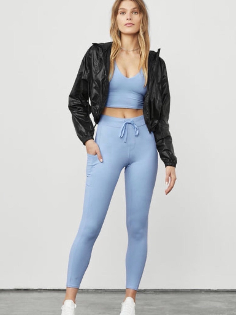 ALO Yoga High-Waist Check Point 7/8 Leggings Light Blue Size Small